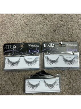 Ardell Diva metallic silver glitter lined lashes bundle set NWT cosplay theatre